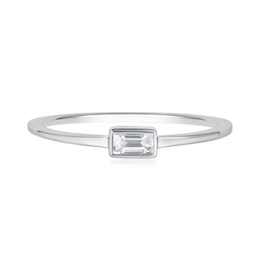 18ct White Gold Baguette Cut Diamond Dress Ring  thumbnail
