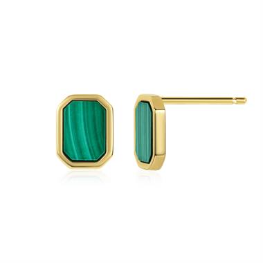 Nova 18ct Yellow Gold Octagon Malachite Stud Earrings  thumbnail
