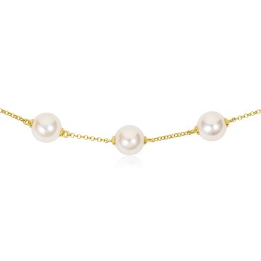 18ct Yellow Gold Pearl Station Bracelet  thumbnail