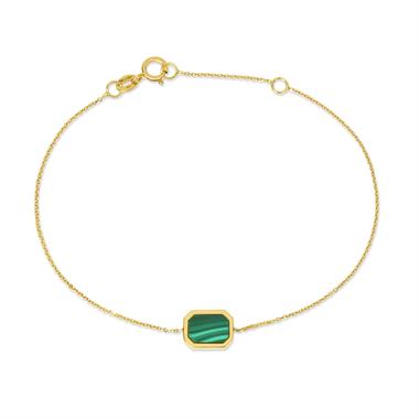 Nova 18ct Yellow Gold Octagon Malachite Bracelet  thumbnail