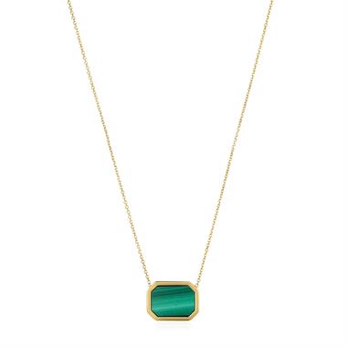 Nova 18ct Yellow Gold Octagon Malachite Necklace thumbnail