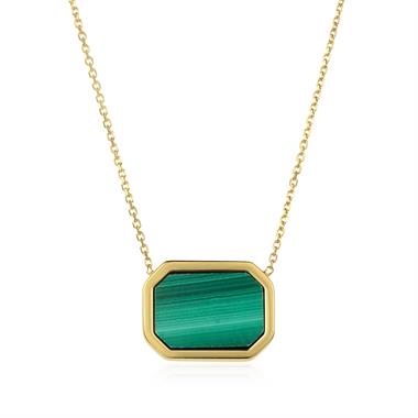 Nova 18ct Yellow Gold Octagon Malachite Necklace thumbnail