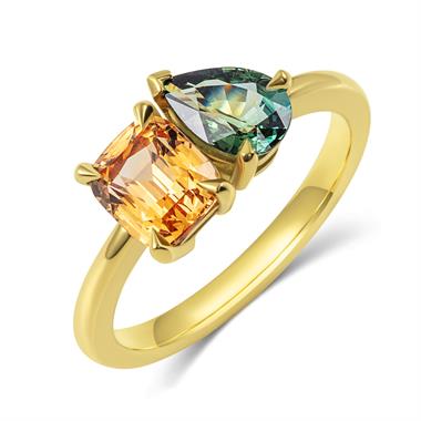 18ct Yellow Gold Mixed Sapphire Toi et Moi Ring thumbnail