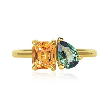 18ct Yellow Gold Mixed Sapphire Toi et Moi Ring thumbnail