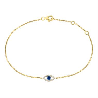 18ct Yellow Gold Evil Eye Sapphire and Diamond Bracelet thumbnail