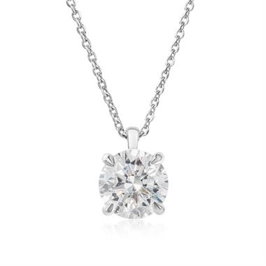 18ct White Gold Round Diamond Solitaire Necklace 1.50ct thumbnail