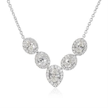 Camellia 18ct White Gold Pear Cluster Diamond Necklace thumbnail
