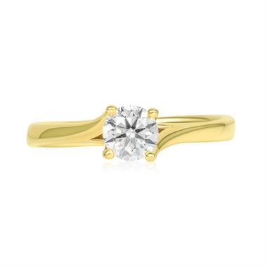 18ct Yellow Gold Twist Design Diamond Solitaire Engagement Ring 0.50ct thumbnail