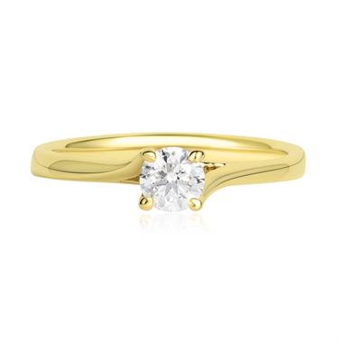 18ct Yellow Gold Twist Design Diamond Solitaire Engagement Ring 0.35ct thumbnail