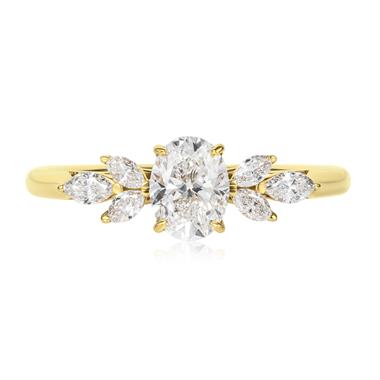 18ct Yellow Gold Oval and Marquise Diamond Engagement Ring 1.02ct thumbnail