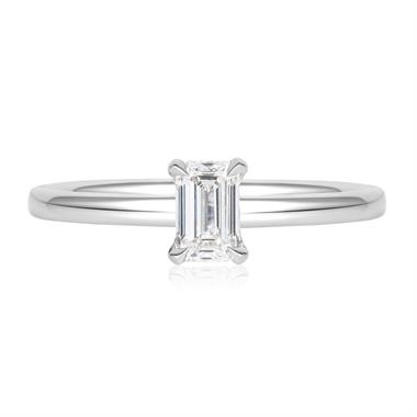 Platinum Emerald Cut Diamond Solitaire Engagement Ring 0.50ct thumbnail