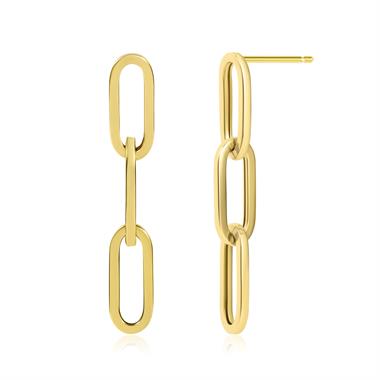 18ct Yellow Gold Paperlink Drop Earrings thumbnail