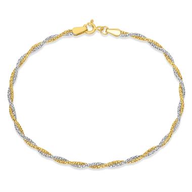 18ct Two Colour Gold Twisted Bracelet  thumbnail