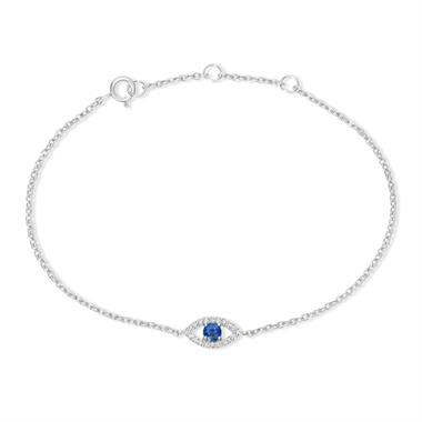 18ct White Gold Evil Eye Sapphire and Diamond Bracelet thumbnail