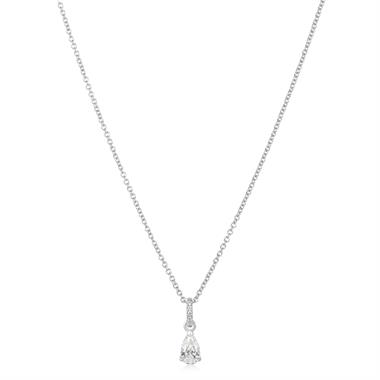 18ct White Gold Pear Shape Diamond Pendant 0.70ct thumbnail