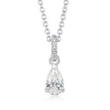 18ct White Gold Pear Shape Diamond Pendant 0.70ct thumbnail
