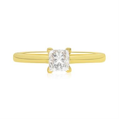 18ct Yellow Gold Princess Cut Diamond Solitaire Engagement Ring 0.50ct thumbnail