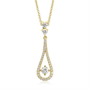 18ct Yellow Gold Teardrop Diamond Pendant thumbnail