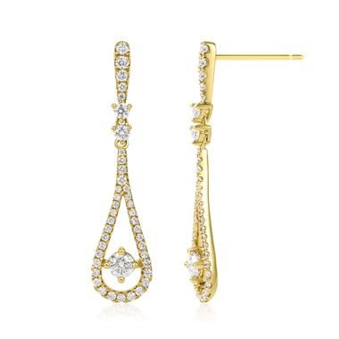 18ct Yellow Gold Diamond Teardrop Earrings thumbnail