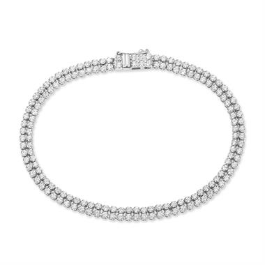 18ct White Gold Two Row Diamond Tennis Bracelet 1.87ct thumbnail