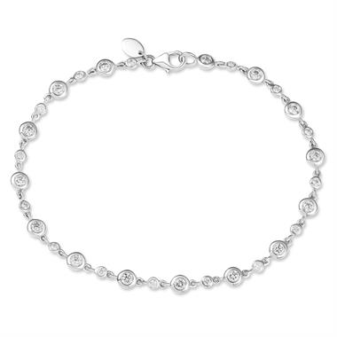 18ct White Gold Diamond Bezel Set Bracelet thumbnail