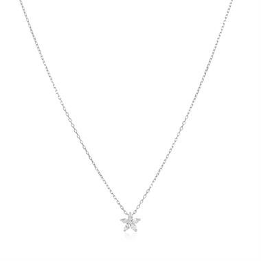 18ct White Gold Marquise Diamond Flower Necklace thumbnail