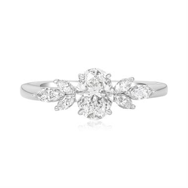 Platinum Oval and Marquise Diamond Engagement Ring 1.02ct thumbnail