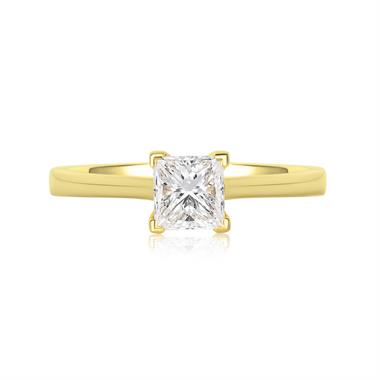 18ct Yellow Gold Princess Cut Diamond Solitaire Engagement Ring 0.70ct thumbnail