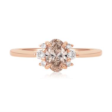 18ct Rose Gold Oval Champagne Diamond Engagement Ring thumbnail