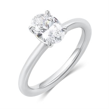 Platinum Lab Grown Oval Diamond Engagement Ring 1.00ct thumbnail