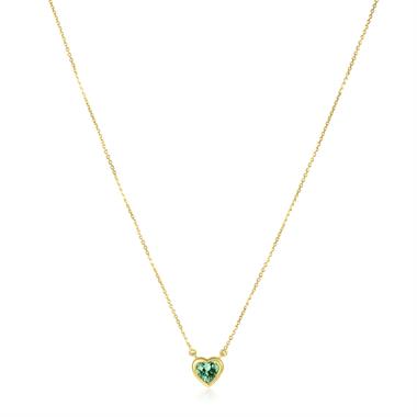 18ct Yellow Gold Green Tourmaline Heart Necklace thumbnail