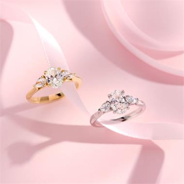 Platinum Three Stone Oval Diamond Engagement Ring 1.30ct thumbnail