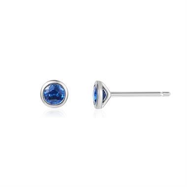 18ct White Gold Blue Sapphire Stud Earrings thumbnail