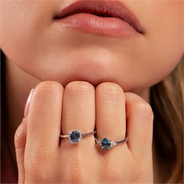 Platinum Oval Colour Change Sapphire and Diamond Engagement Ring thumbnail