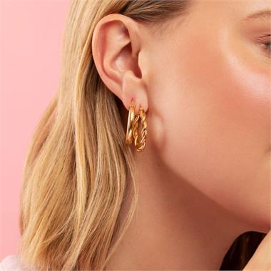 18ct Yellow Gold Twist Hoop Earrings 28mm thumbnail