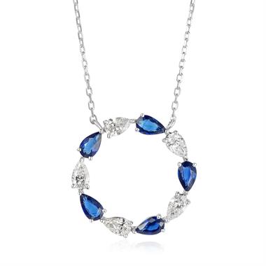 Aurora White Gold Sapphire and Diamond Circle Necklace thumbnail