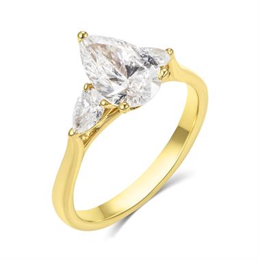 18ct Yellow Gold Lab Grown Pear Diamond Engagement Ring 1.50ct thumbnail