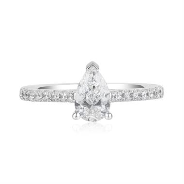 Platinum Pear Shape Diamond Solitaire Engagement Ring 0.95ct thumbnail