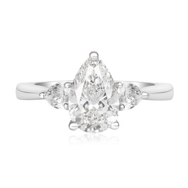 Platinum Lab Grown Pear Diamond Engagement Ring 1.50ct thumbnail