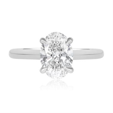 Platinum Oval Diamond Solitaire Engagement Ring 1.61ct thumbnail
