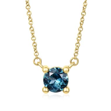 18ct Yellow Gold Teal Sapphire Necklace thumbnail
