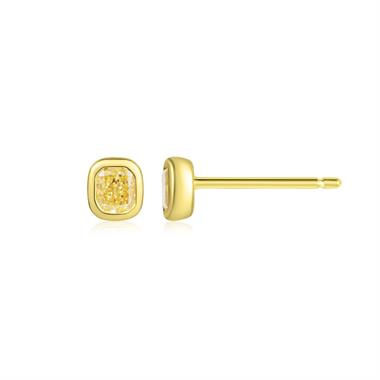 18ct Yellow Gold Cushion Shape Yellow Diamond Earrings 0.43ct thumbnail
