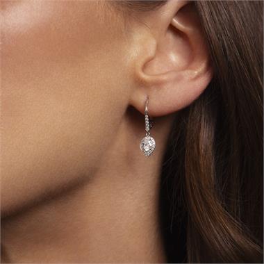 Camellia 18ct White Gold Pear Cluster Diamond Drop Earrings thumbnail