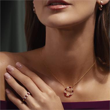 Aurora Yellow Gold Ruby and Diamond Circle Necklace thumbnail