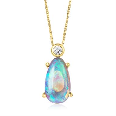 18ct Yellow Gold Black Opal Necklace thumbnail