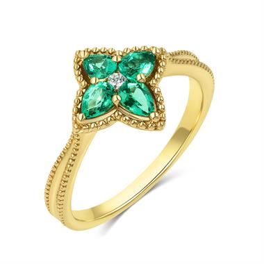 Fleur 18ct Yellow Gold Emerald Ring thumbnail