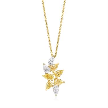 Aurora White Gold Yellow Diamond Cluster Necklace thumbnail