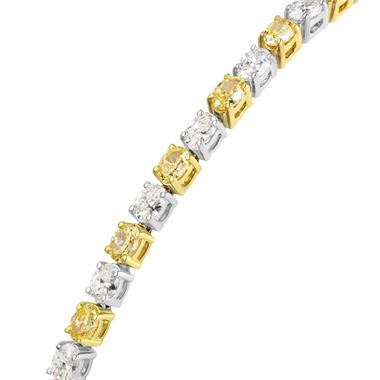 18ct Gold Yellow and White Diamond Tennis Bracelet 5.09ct thumbnail