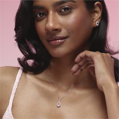 Camellia 18ct White Gold Morganite and Diamond Teardrop Pendant
 thumbnail