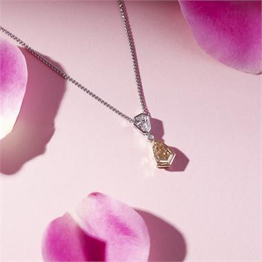 Platinum and 18ct Yellow Gold Champagne Diamond Drop Necklace thumbnail